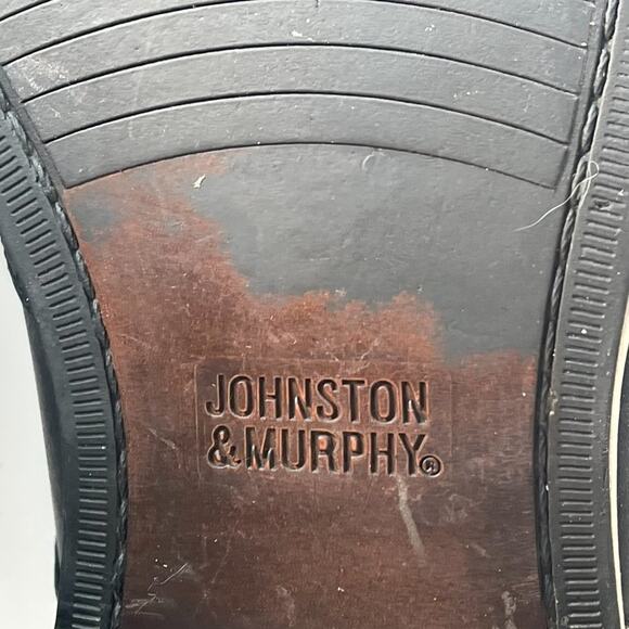 Johnston & Murphy Lewis Black Leather Wingtip Oxford Dress Shoes Men 10